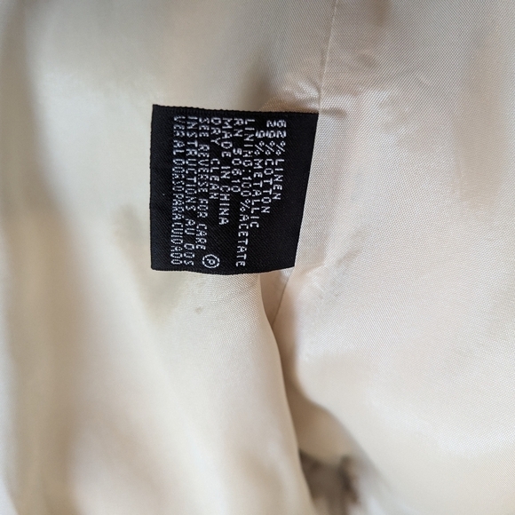 Nipon Boutique Designer ivory/gold Tonal Neutral  Linen Blend blazer NWT sz 10 - Picture 8 of 10